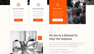 wordpress-volunteer-donation-cards-section
